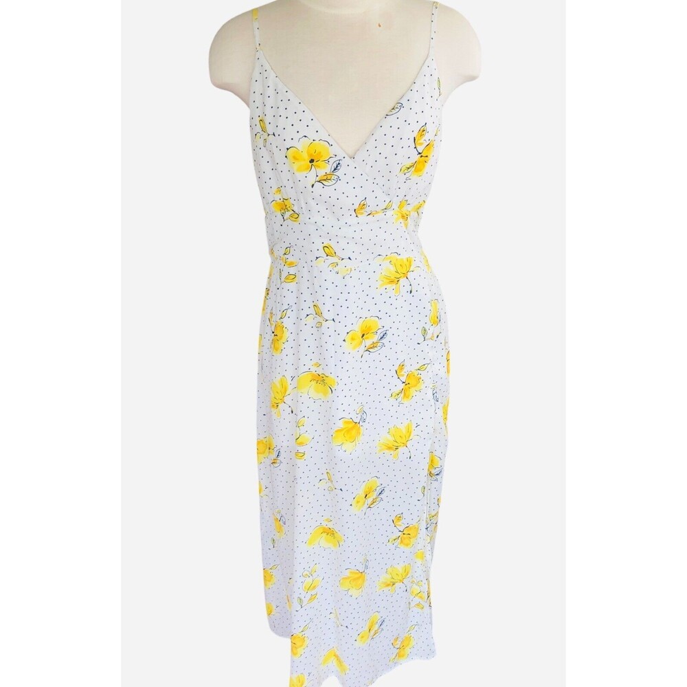 Abercrombie & Fitch Women XL Yellow Flower String Straps Umpire Waist Maxi Dress
